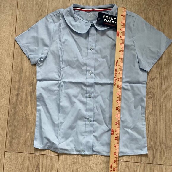 French Toast Kids Girls Front Button Peter Pan Collar Blouse Top Blue Size 10 - Picture 4 of 6